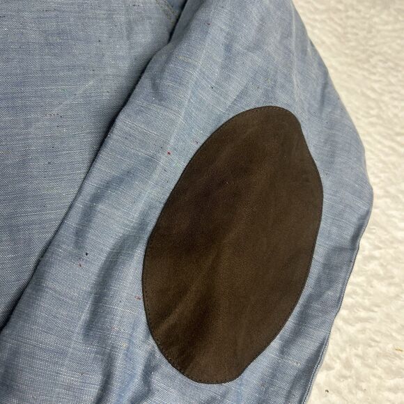 US Polo Assn Slim Fit S Button Up Elbow Patch Blue Long Sleeve Preppy - Picture 2 of 5